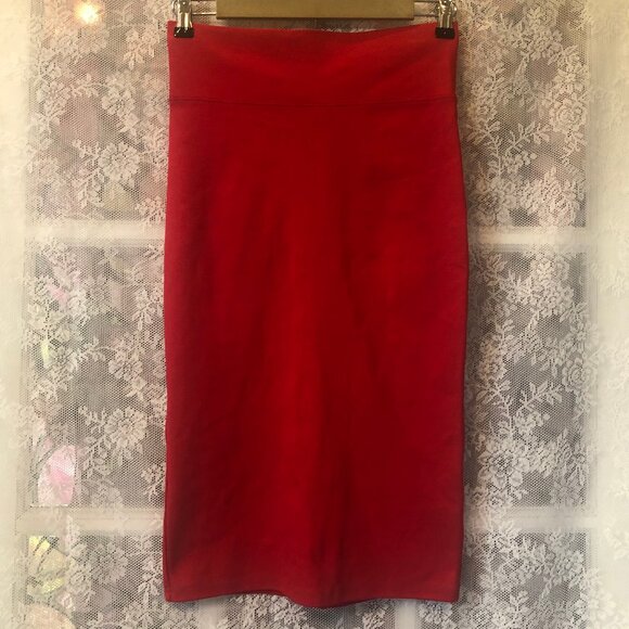 Iris Skirt Small Vibrant Red Stretchy Straight Pencil Fitted Body-con sexy Slit - Picture 1 of 6
